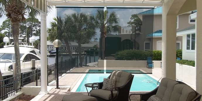 ShadeFlex Outdoor Blind adding shade to a pergola