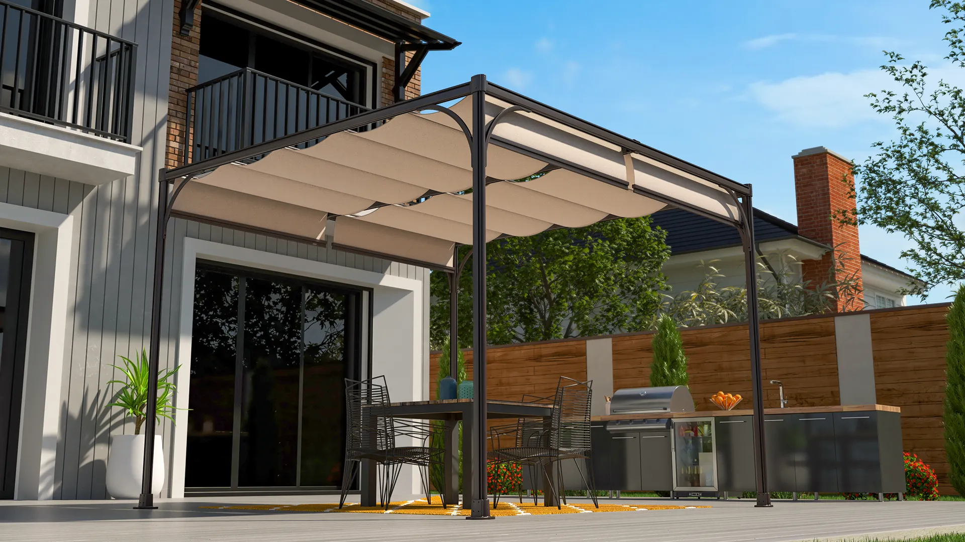 Featured image for “Structureworks Announces The Silhouette Aluminum Patio Cover”As part of the acquisition of ShadeTree Cool Living, Structureworks has announced the Silhouette Aluminum Patio Cover.338:full