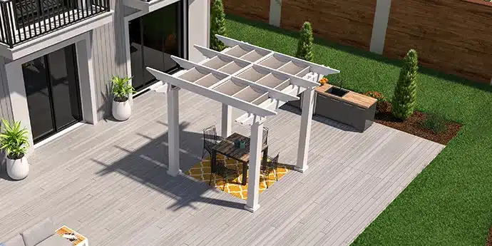 white fiberglass pergola with retractable canopies - Marquis pergola