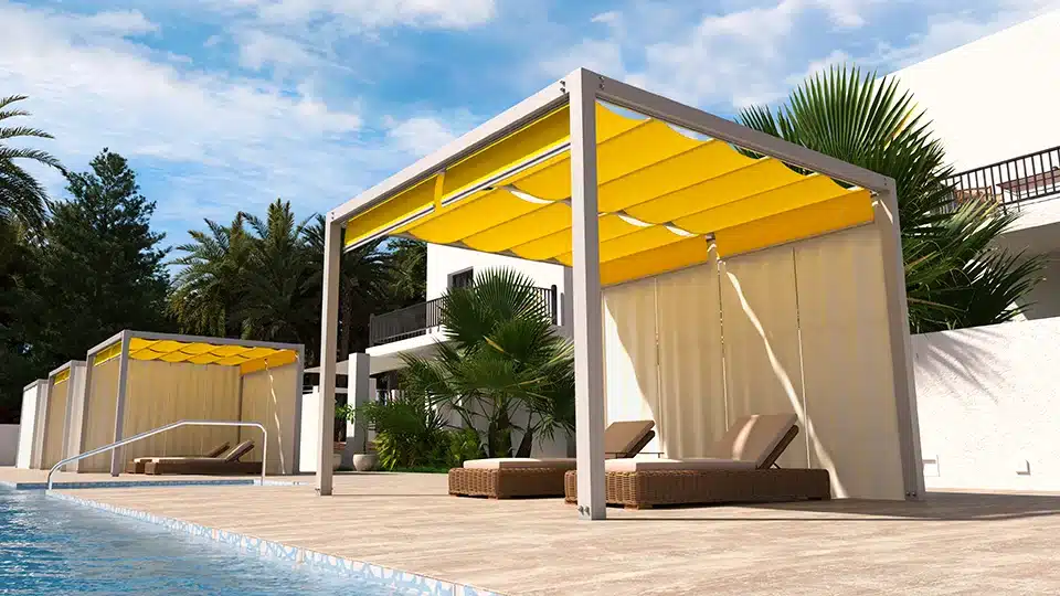 Aluminum cabana with retractable canopies - Zephyr